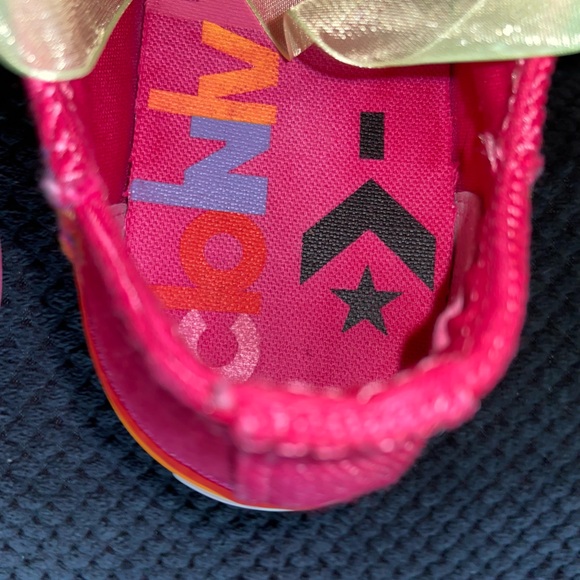 Custom Fuchsia Converse All Star Sneakers with Rainbow Platform - Picture 8 of 11